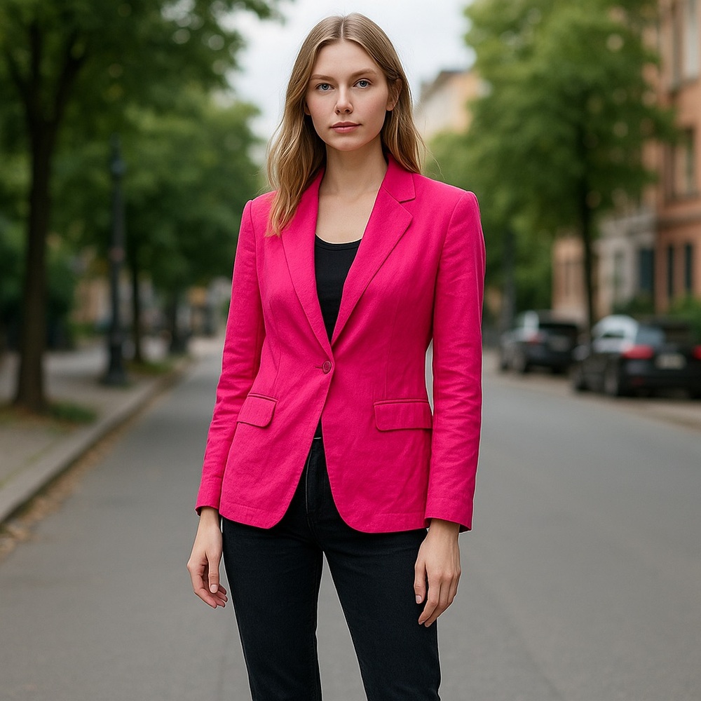 NWT ELLEN TRACY Geranium Airflow Blazer With Grommet Snaps